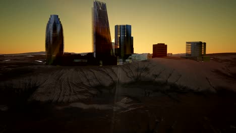 Stadtwolkenkratzer-In-Der-Wüste